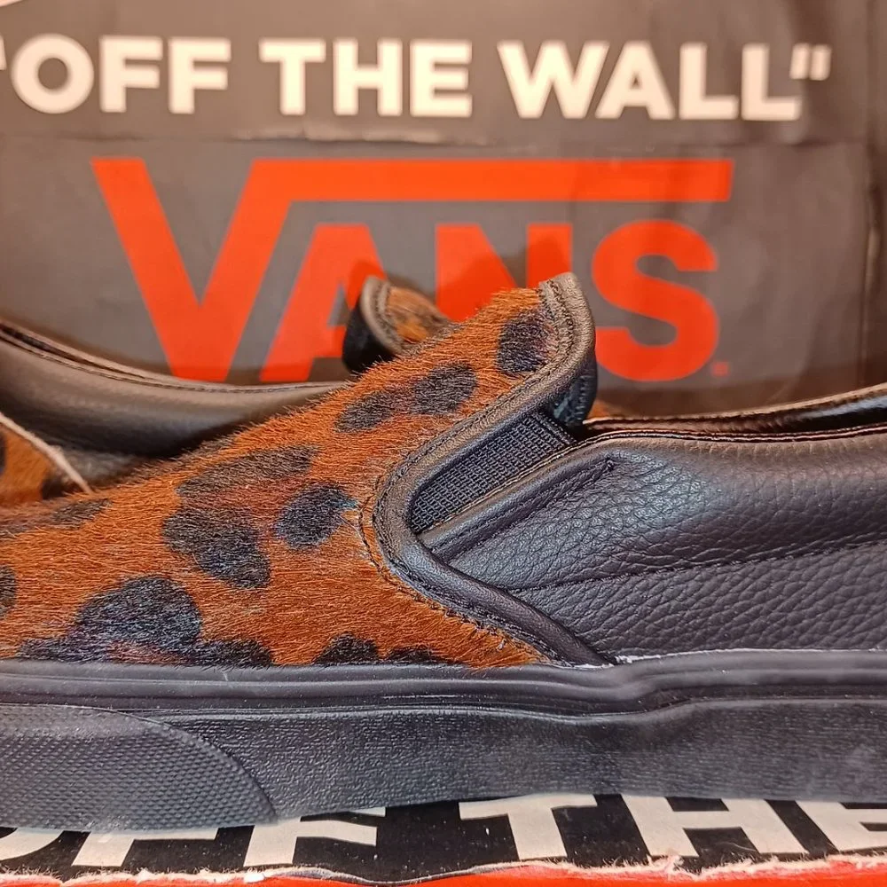 Vans Classic Slip-On Calf Hair Dark Leopard Black Men's 7/Womens 8.5 VN0A7VCFAB0 - Picture 9 of 12
